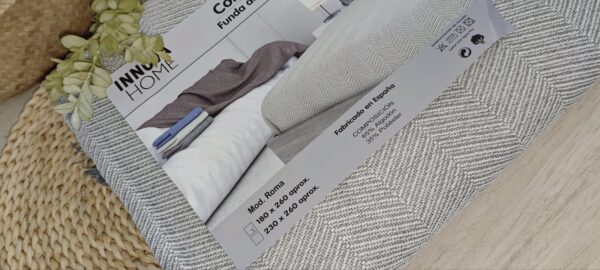 Multiuso- jarapa -colcha con flecos mod ROMA GRIS - Imagen 2