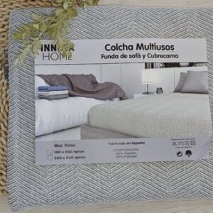 Multiuso- jarapa -colcha con flecos mod ROMA GRIS