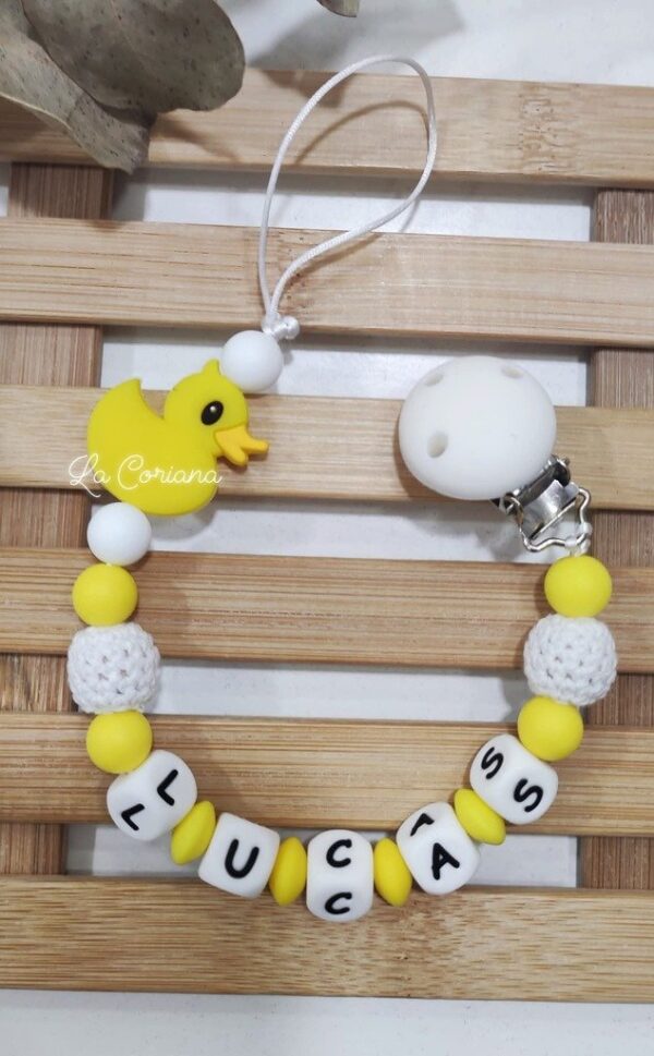 Chupetero Silicona "PATITO AMARILLO& BLANCO"
