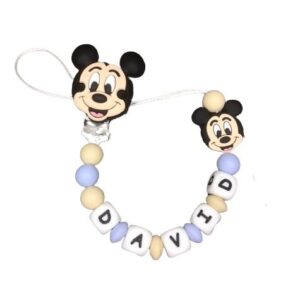 Chupetero Silicona "MICKEY CELESTE & BEIGE"