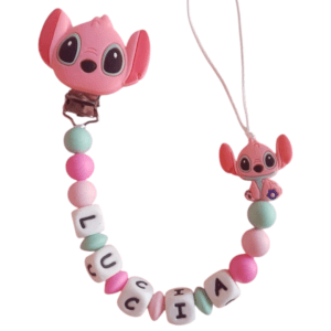 Chupetero Silicona  Stich Rosa