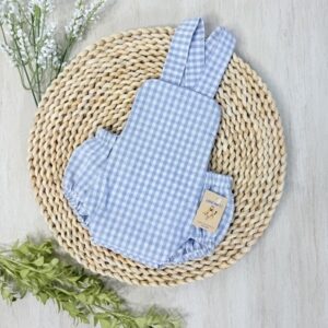 Pelele baby Vichy gris y celeste
