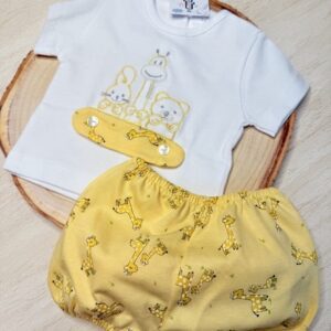 Conjunto algodón jirafa amarillo