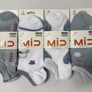 Pack 3 tobillero invisible tonos celestes y blanco