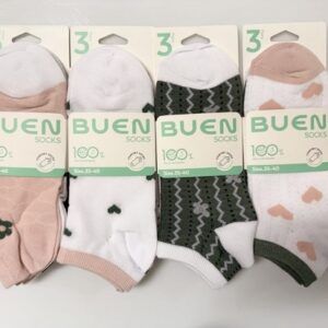 Pack 3 tobillero invisible variado tonos rosas y verdes de  (35 al 40)