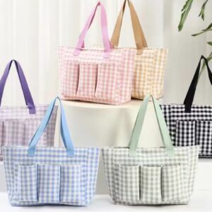 Bolso Vichy con Bolsillos delanteros