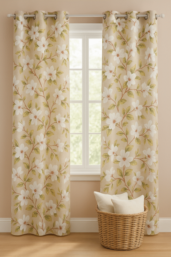 Cortina Flor Beige