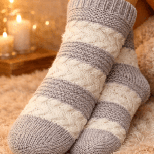 Calcetín Antideslizante Raya Gris/Blanco