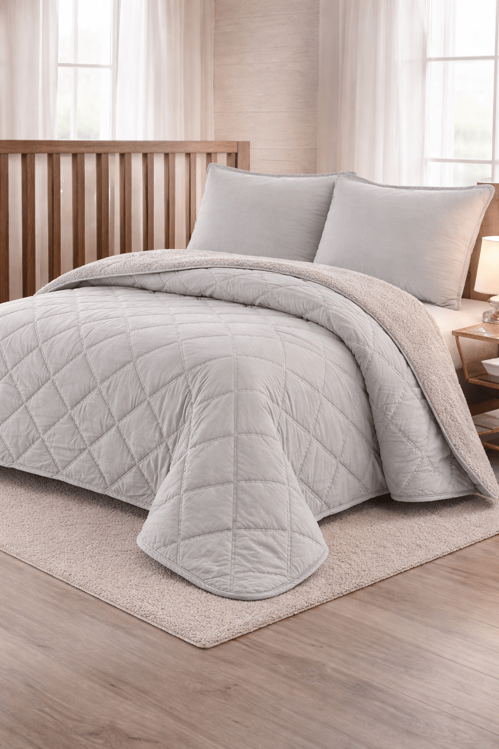 Colcha Edredón con Borreguito modelo TRAFALGAR Gris