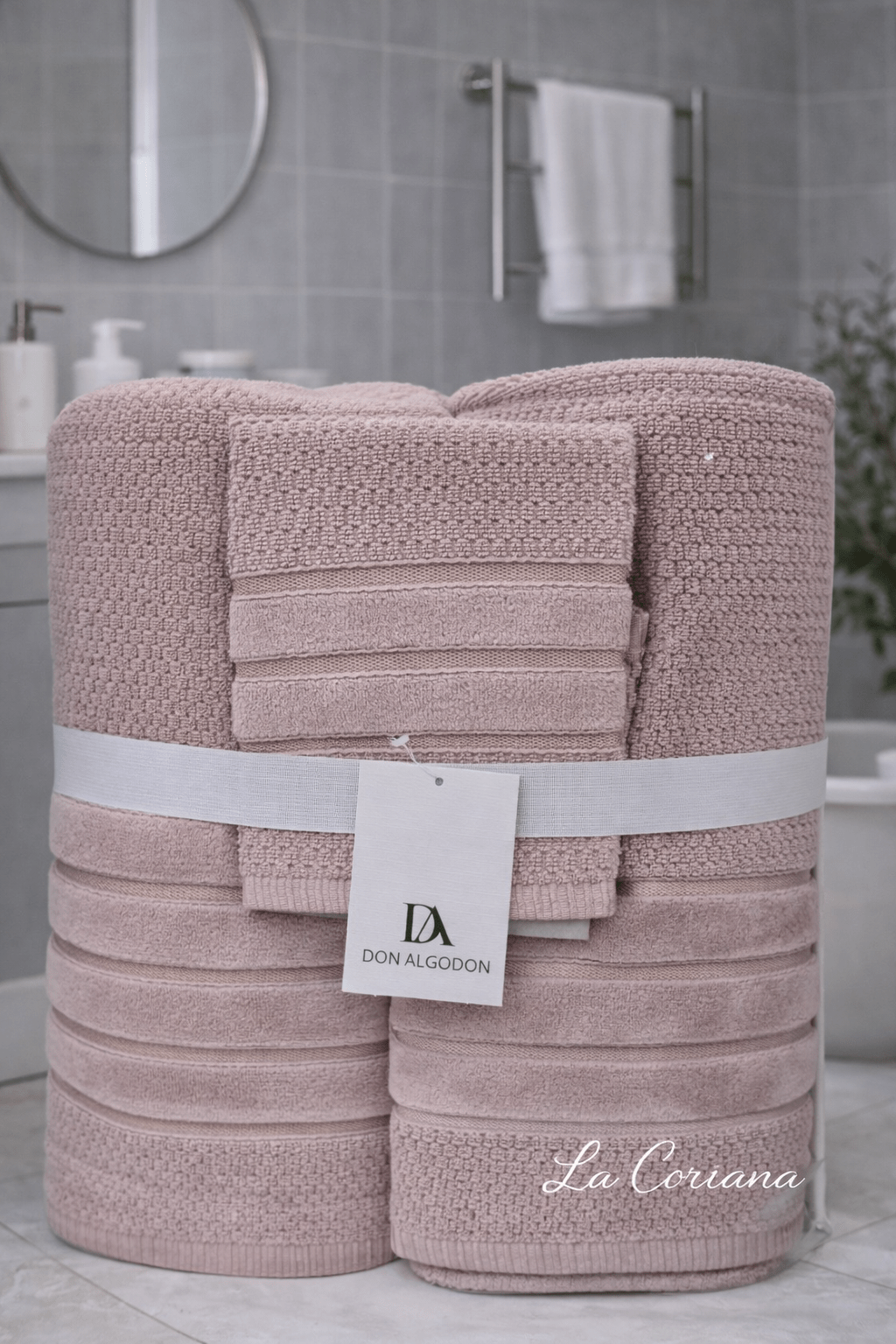 Juego Toallas 3 piezas DON ALGODÓN Rosa