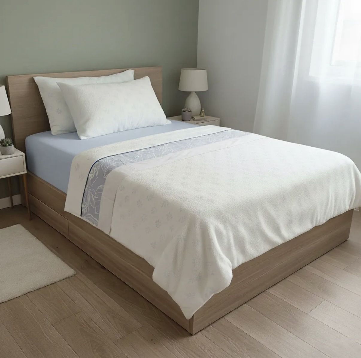 Juego Sábanas CORALINA Ivy celeste - Imagen 3