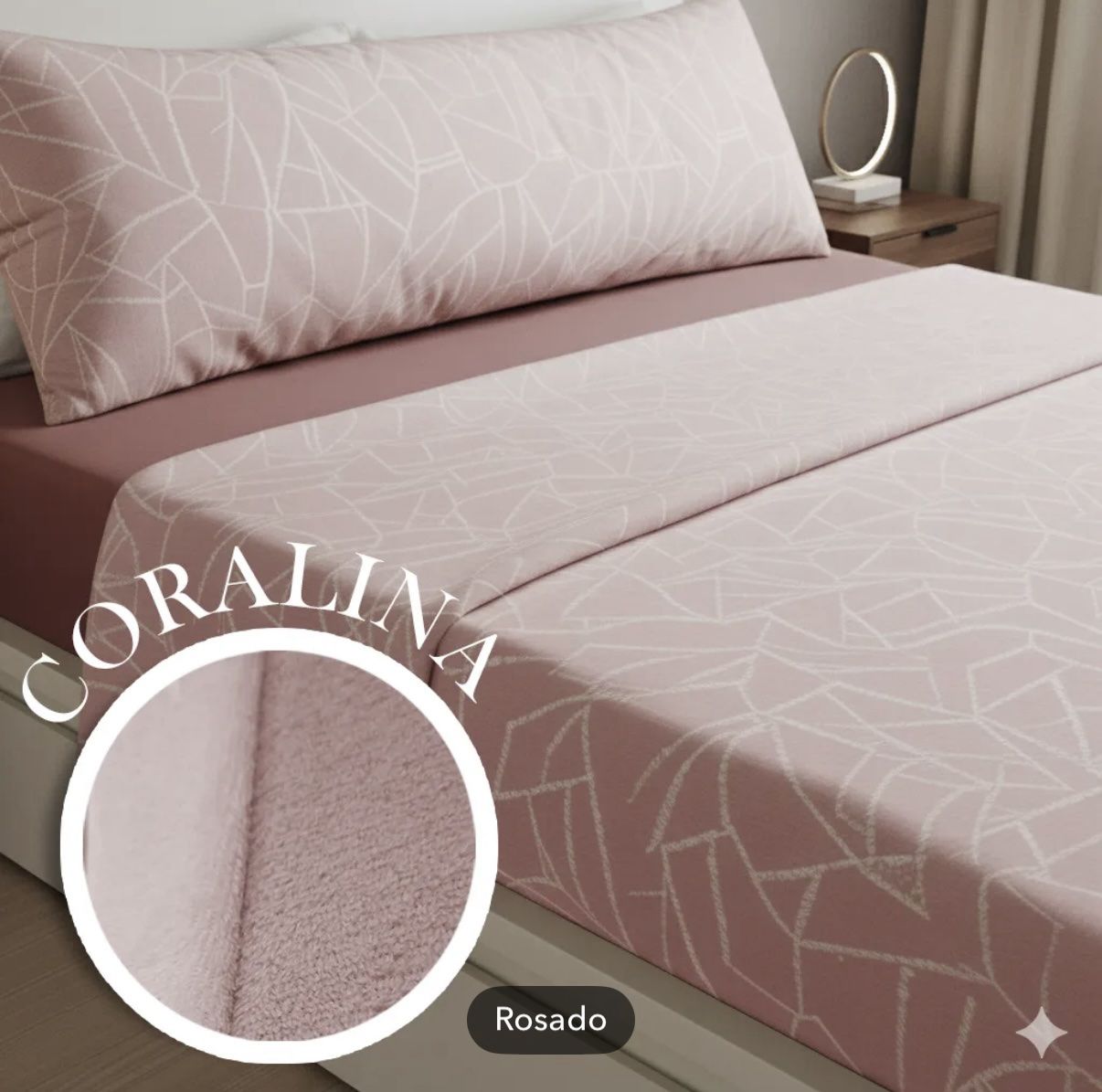 Juego Sábanas CORALINA trazos rosa - Imagen 3