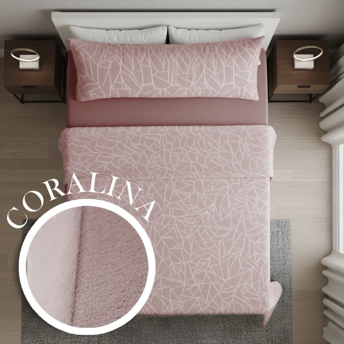 Juego Sábanas CORALINA trazos rosa