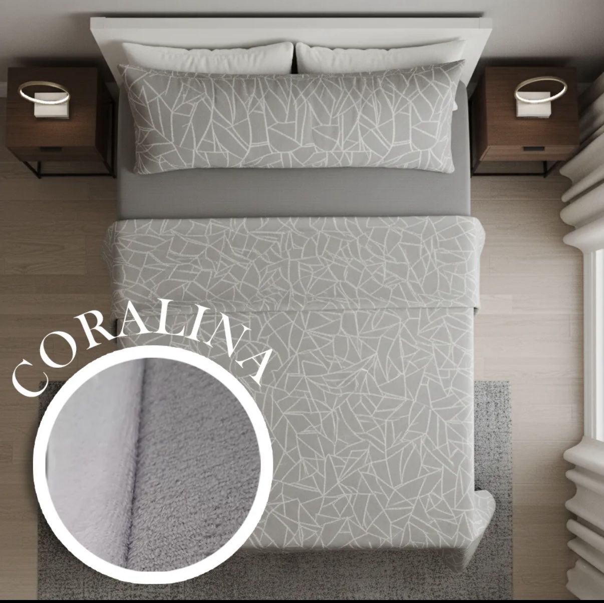 Juego Sábanas CORALINA trazos gris