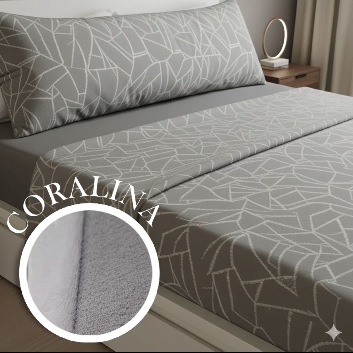 Juego Sábanas CORALINA trazos gris - Imagen 2
