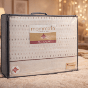 Juego Sábanas Coralina Momata modelo Topitos Beige