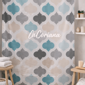 Cortina Baño Geométrico Azules