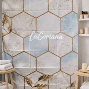 Cortina Baño Geométrico Celestes