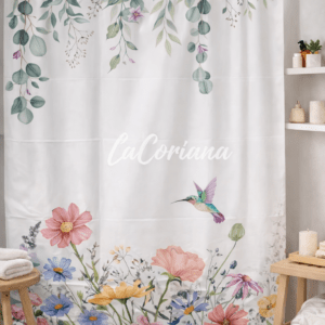 Cortina Baño Colibrí Flores