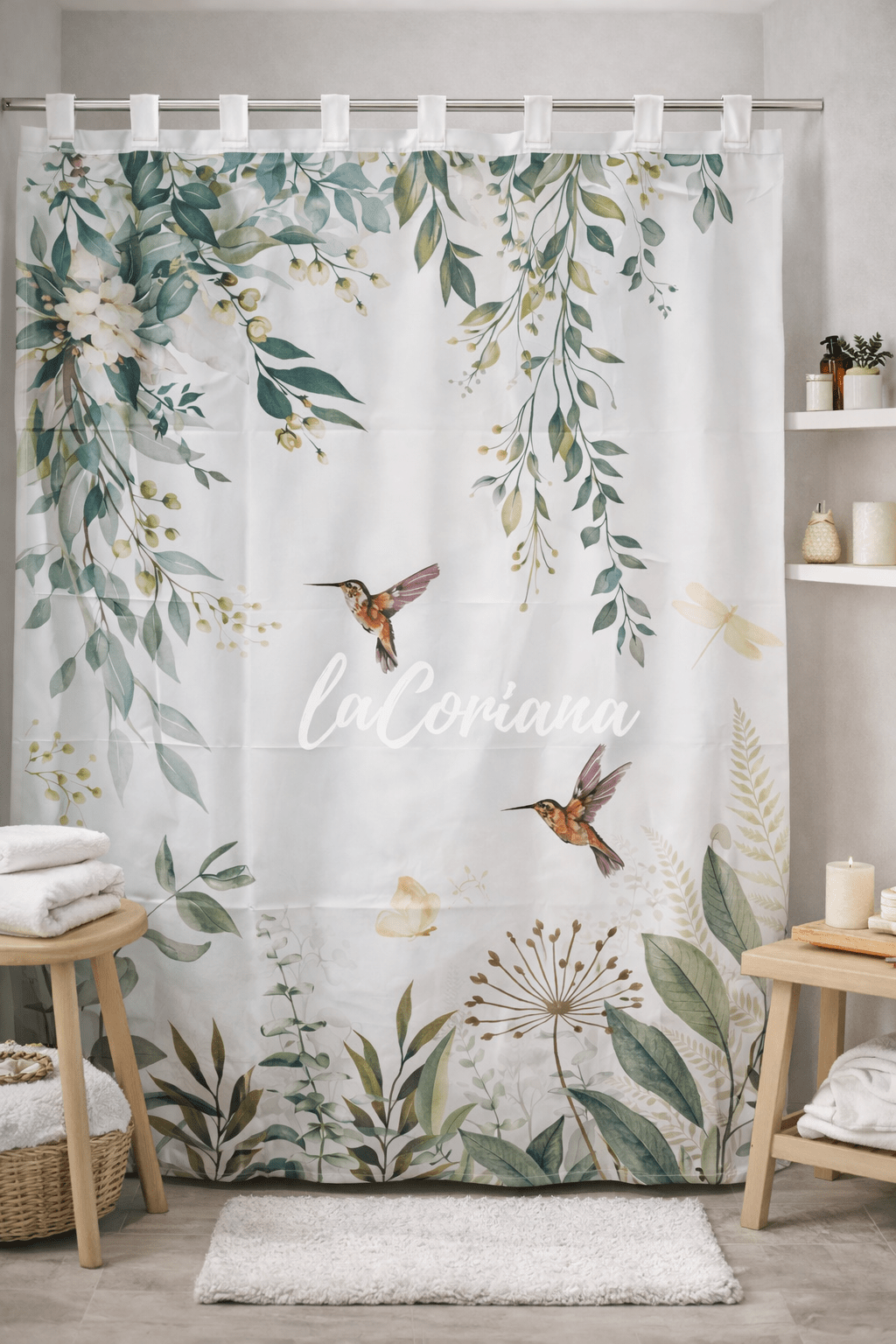 Cortina Baño Hojas Primavera 🌼🌿