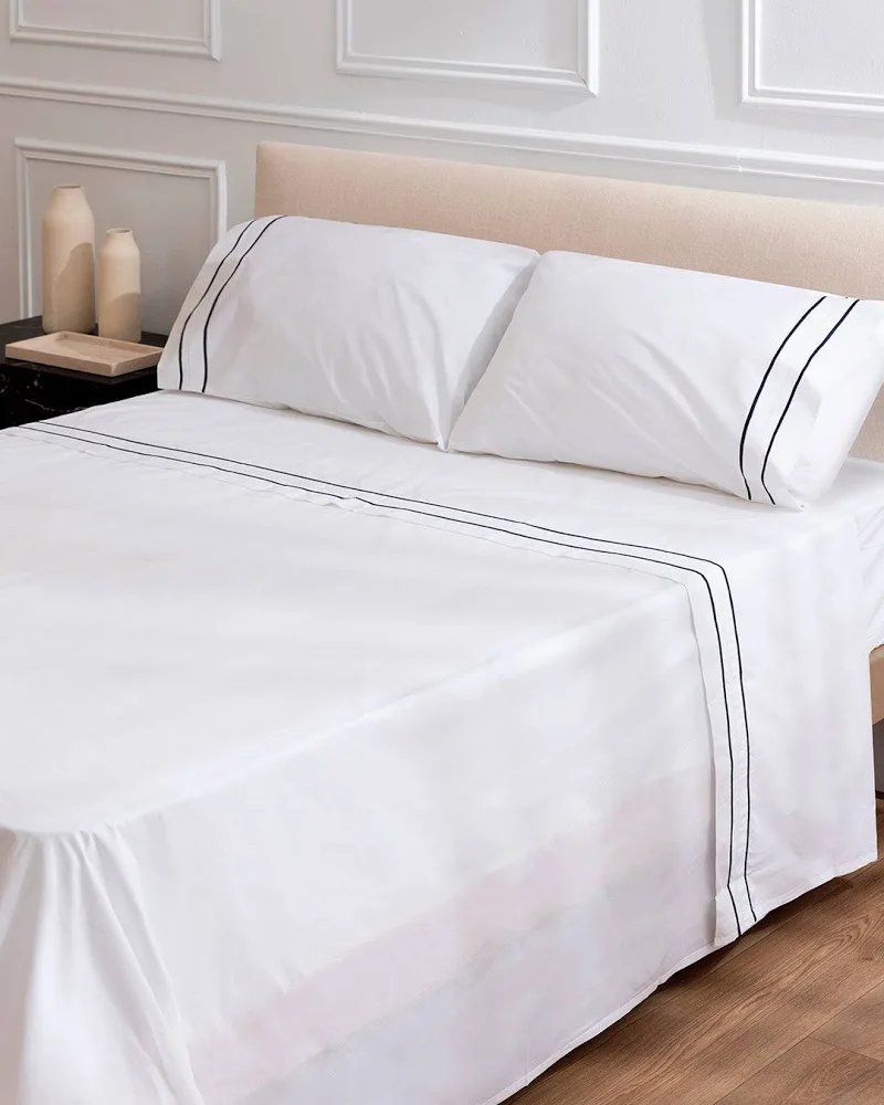 Juego de Sábanas 150cm DON ALGODÓN mod DEVA Blanco - Imagen 4