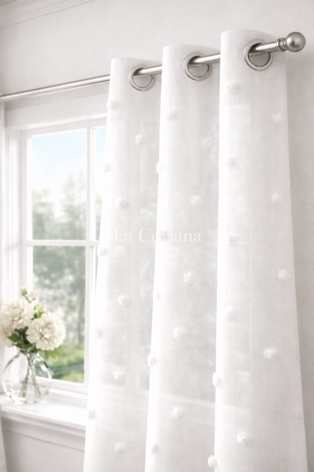 Visillo Pompón Blanco