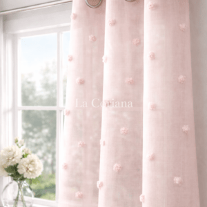 Visillo Pompón Rosa Maquillaje