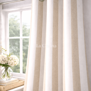 Cortina Rayas Beige / Blanca