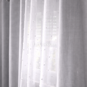 Pack Cortinas Vichy 🩶 + Visillo Pompón 🤍