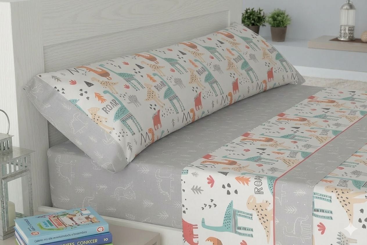 Juego Sábanas Gamberritos mod. DINO GRIS Cama 90cm