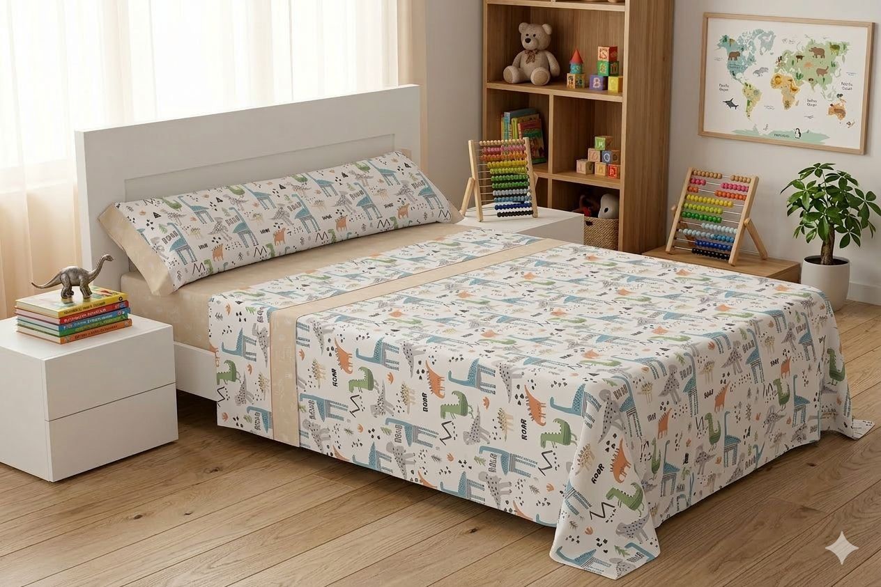 Juego de Sábanas Gamberritos mod.DINO BEIG - Imagen 2