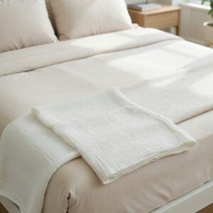 PLAID DE CAMA bambula Blanco