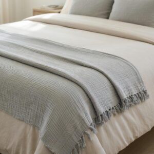 Plaid de cama bambula GRIS 🩶 ZARA H