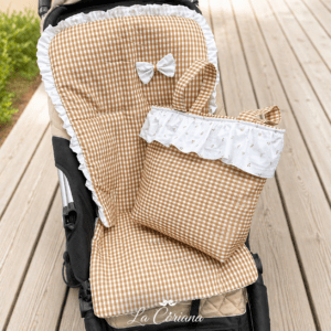 Conjunto Funda Sillita + Bolso Vichy Camel
