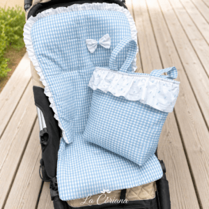 Conjunto Funda Sillita + Bolso Vichy Celeste