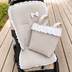 Conjunto Funda Sillita + Bolso Nido abeja /plumeti BEIGE