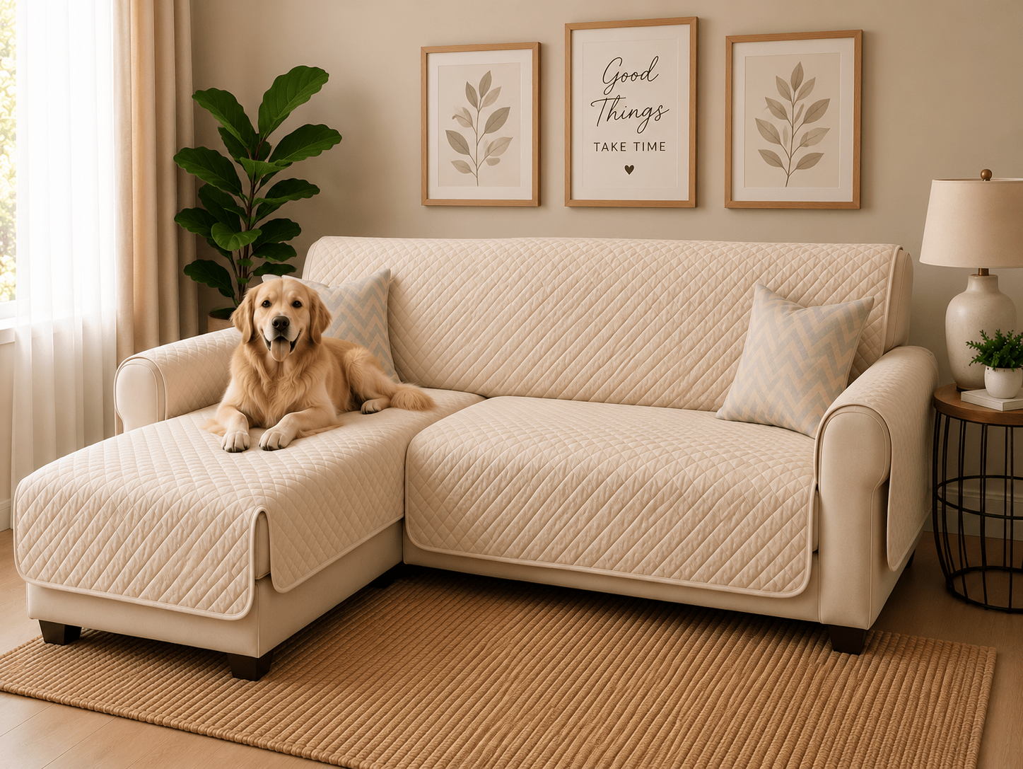 Funda Cubre Sofá Cheslong BEIGE