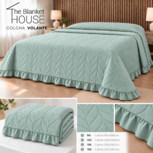 COLCHA OFERTA verde agua 150cm