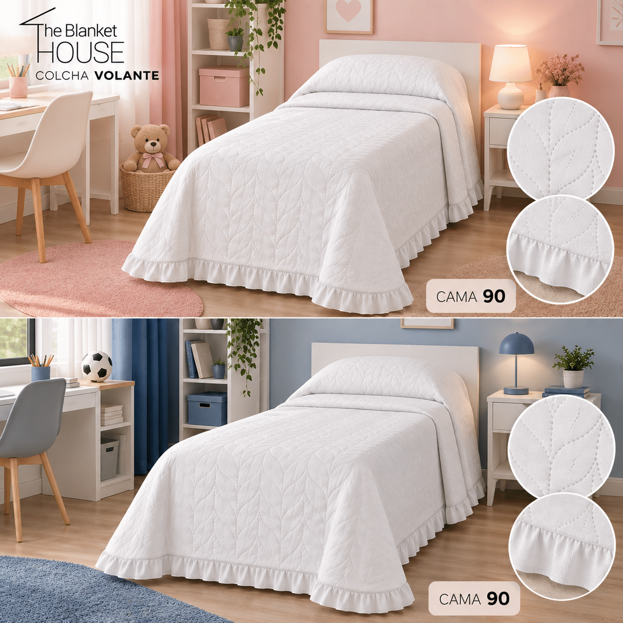COLCHA OFERTA VOLANTE BLANCA 90CM - Imagen 3